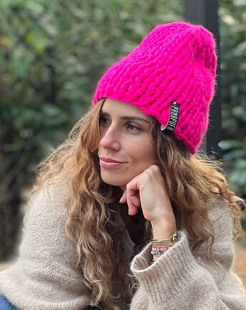 100% MERINO CZAPKA neon, PANAPUFA
