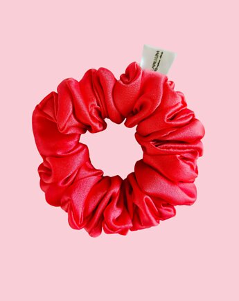 Gumka jedwabna, scrunchie, frotka soczysty koral MIDI, Capillum
