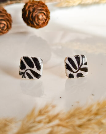 Kolczyki kostki małe dwukolorowe kolczyki prezent dla miłośnika designu, Dary Rusałki