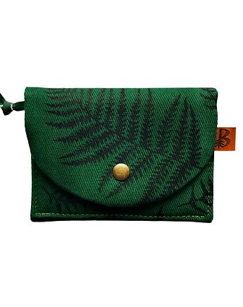 Zielony portfel mini - szmaragdowa paproć stemplowana, Bohothica