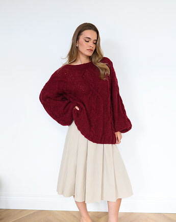 Sweter Mara z alpaki bordowy, Lucky HandMade