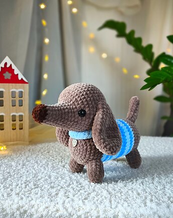 Maskotka jamniczek, Piesek jamnik pluszowy, Prezent dla dziecka, EcoToysByNastya