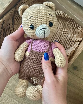 Miś Bruno przytulanka - prezent dla dziecka, HANDMADE crochet by Klaudia