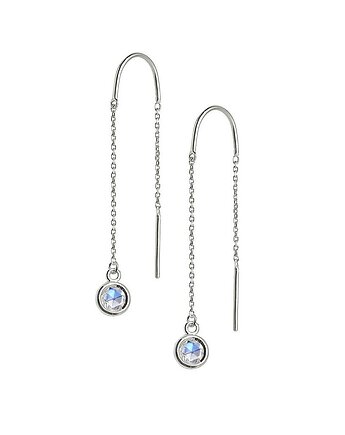 Aura - Srebrne kolczyki z kamieniem księżycowym na łańcuszku, Kuźnia Srebra