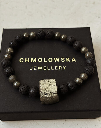 Bransoletka Męska Piryt i Lawa, Chmolowska Jewellery