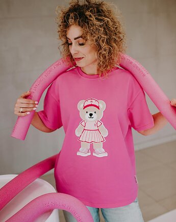 T-shirt oversize Lily Teddy dla mamy pink, BejbiStory