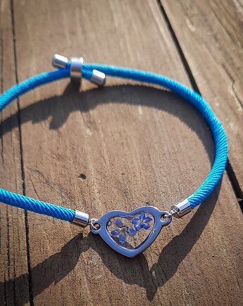 Bransoletka na sznurku z niezapominajkami, Figa handmade accessories