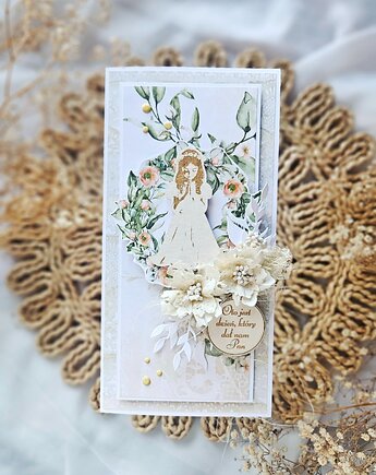 Kartka komunijna dla dziewczynki, papierololo