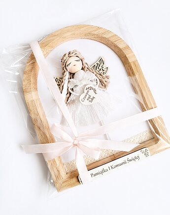 Od Ręki: Pamiatka I Komunii Świętej- Aniołek w drewnianej ramce., ACTP