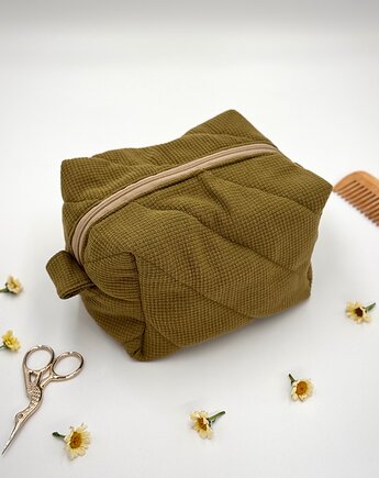 Kosmetyczka kostka Wafelek khaki, wu handmade