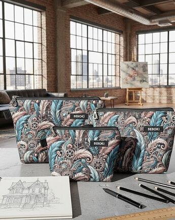 Kosmetyczka turkusowa Stimpunk rozmiar do wyboru S / M / L, BEBOKI