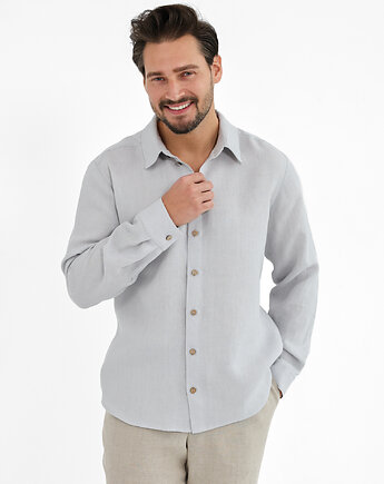 Lniana koszula SAHARA  light gray, OSOBY - Prezent dla taty