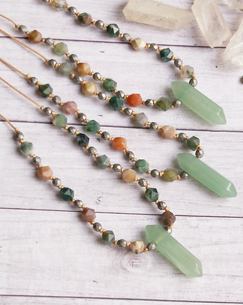 Naszyjnik - amulet -  SPOKÓJ - awenturyn zielony, kaktusia