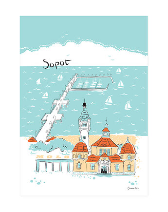 Plakat A4 Sopot Molo Kasy, Gliniana Kura
