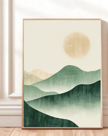 PLAKAT GÓRY zielona ilustracja górski krajobraz abstrakcja, black dot studio