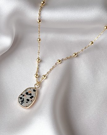 Naszyjnik DUNE z zawieszką nieregularną  jaspis dalmatyński, Martellie Jewellery