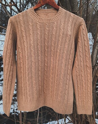 Sweter z kaszmiru 100% karmelowy warkocz kaszmirowy sweter, BAJKA projekt