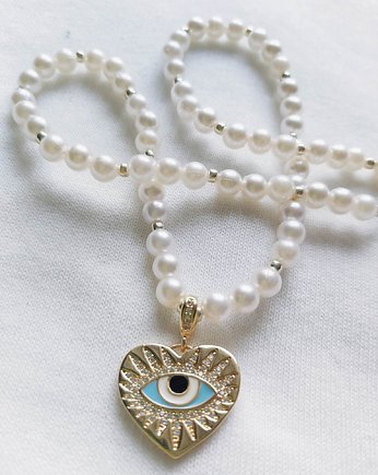 Naszyjnik z koralików perłowych oko proroka, Amithu_jewelry 