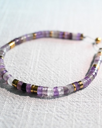 Bransoletka z kamieniami naturalnymi "Intuicja": Ametyst z Hematytem, mniej więcej