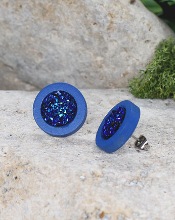 Drewniane kolczyki wkrętki kolorowe boho, Spirit Of Copper