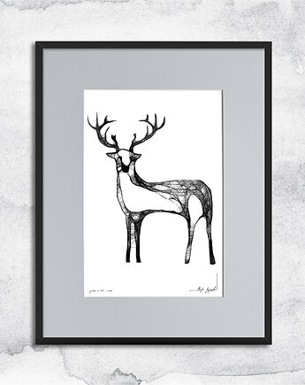 Grafika w ramie - jeleń, Maja Gajewska