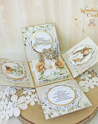 Exploding box komunijny, kartka na komunię "SimpleStory4" GOTOWY, Lulaczkowo