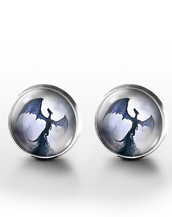 Kolczyki sztyfty - Smok cienia - grafika, yenoo