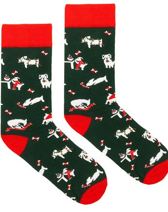 Skarpetki świąteczne psy pieski kolorowe skarpetki we wzory Kabak, KABAK