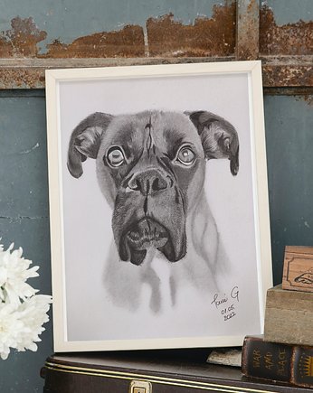 Portret psa ze zdjęcia rysowany ołówkiem 210-297mm(A4), Monika i Tomasz Grzegorzko