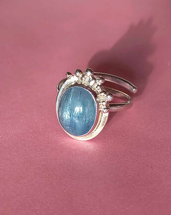 Pierścionek AQUA kianit srebro z niebieskim kamieniem, ZIĘBA