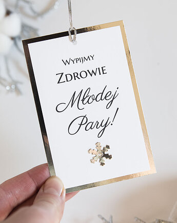 Zawieszki na butelki alkohol ślubne zimowe 10 sztuk, Papiernik