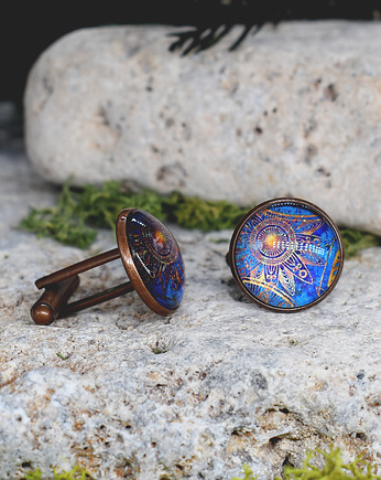 Miedziane spinki do mankietów koszuli z orientalnym wzorem / Maroko, mandala, Spirit Of Copper