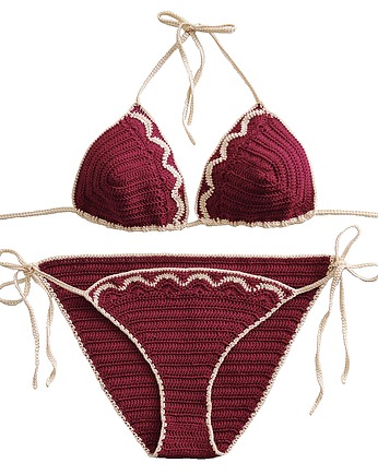 Bikini szydełkowe w kolorze czerwonego wina, MonDu