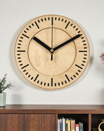 Drewniany Zegar Ścienny  Duży 48cm  -  Cichy Mechanizm, Clock Wood Studio