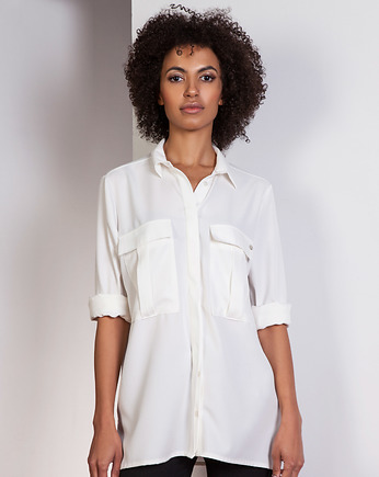 Koszula oversize, K108 ecru, Lanti