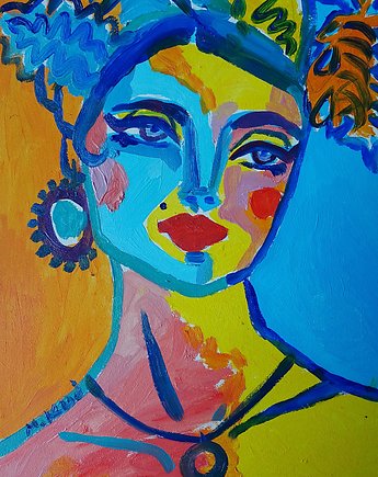 Obraz olejny do salonu portret kobiety w turbanie, alice oil on canvas