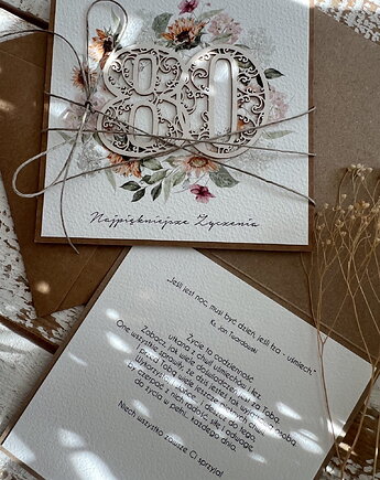 Personalizowana ręcznie robiona kartka życzenia na 80 urodziny, sorte