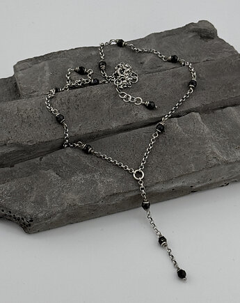 Czarny spinel - delikatny naszyjnik, RayOfArt