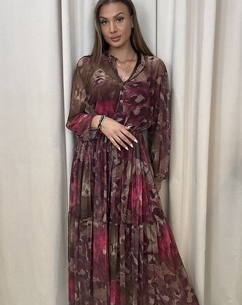 Sukienka z halką Marrone Fucsia, SOLO moda
