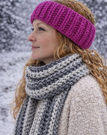 Wełniany szal w kolorze czerwień Bożonarodzeniowa, Las i Łąka