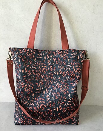 Torba na ramię XL - print listeczki, PRACOWNIA 166