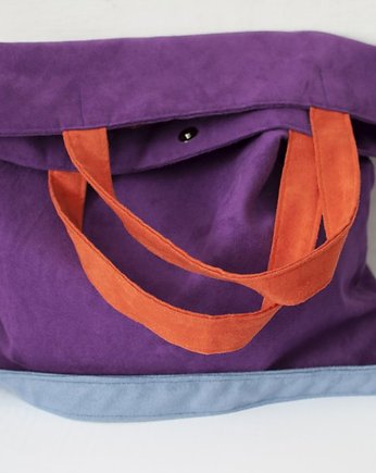 Torba hobo XXL - fiolet,pomarańcz,szaroniebieski, PRACOWNIA 166