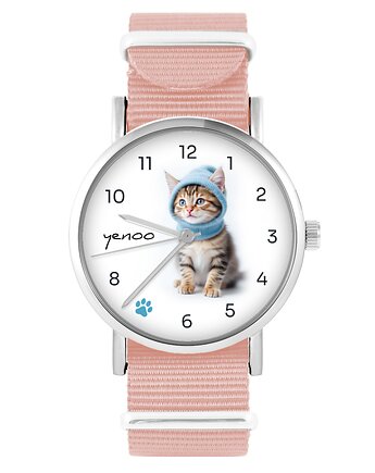 Zegarek - Kotek - brzoskwiniowy róż, yenoo