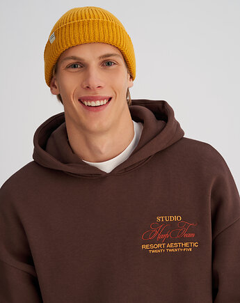 Krótka czapka prążkowana musztardowa, HARP TEAM