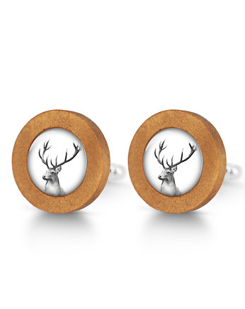 Jeleń - drewniane spinki do mankietów, yenoo