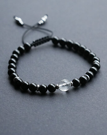 Męska bransoletka ochronna onyks i kryształ górski