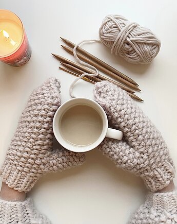 Gruba wełniane rękawiczki 100% wełna handmade, GANGSTA KNIT