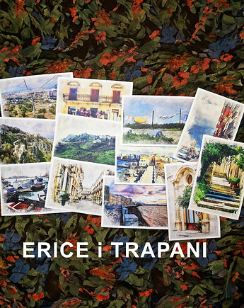 Erice i Trapani w akwareli - zestaw 12 grafik 15x23 cm, JBJart Justyna Jaszke