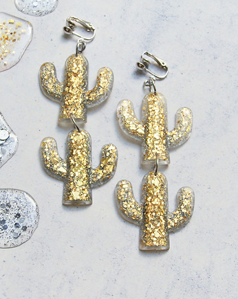 UNIKATOWE klipsy lub kolczyki - kaktusy glam, kaktusia
