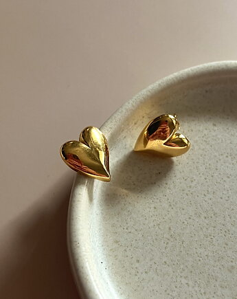 Kolczyki Elora wypukłe serca sztyfty srebro pozłacane, LEO jwlr